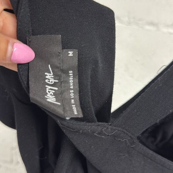 Nasty Gal Black V Neck Bodysuit - Medium Simple Low Cut Black One Piece Cotton - Picture 3 of 5